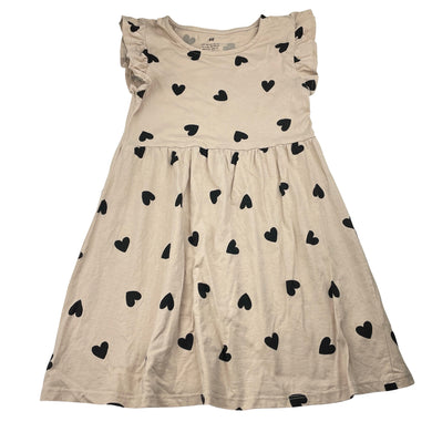 Girls H&M, cotton casual dress, hearts, EUC, size 7-8, L: 62cm