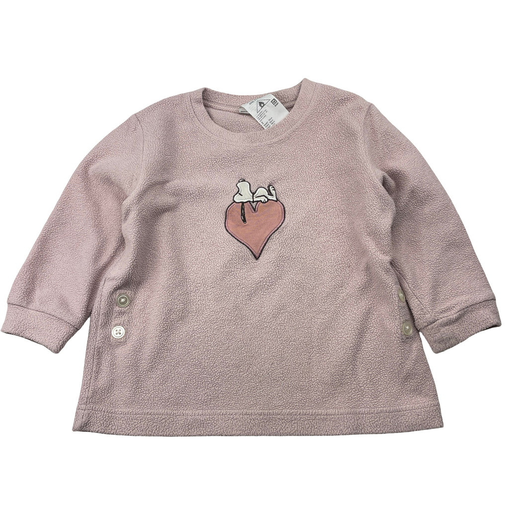 Girls UNIQLO, Snoopy fleece pyjama top, FUC, size 2,  
