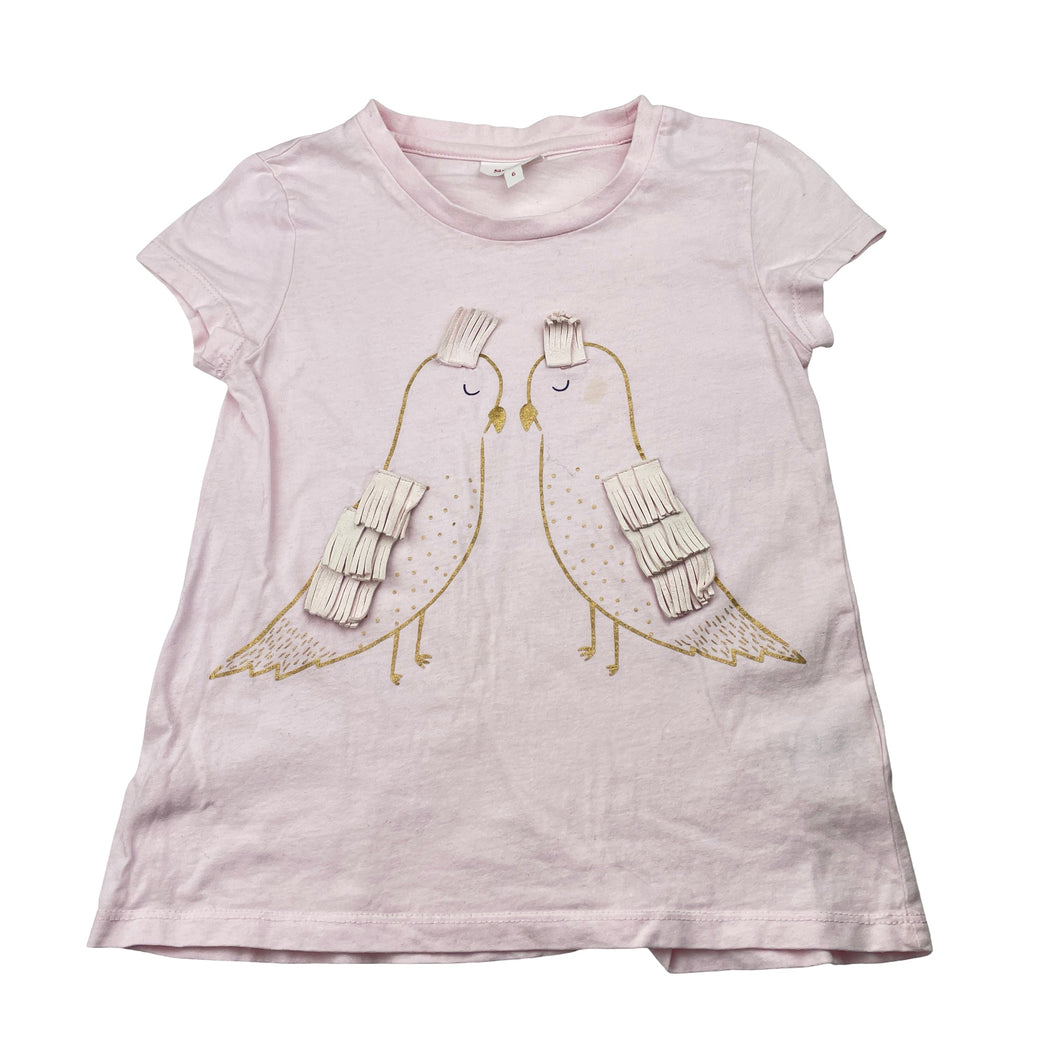 Girls Seed, cotton tee / top, birds (light mark), FUC, size 6,  