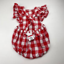 Load image into Gallery viewer, Girls Baby Berry, red &amp; white check cotton romper, NEW, size 1,  