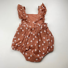 Load image into Gallery viewer, Girls Dymples, floral crinkle cotton romper, GUC, size 0,  