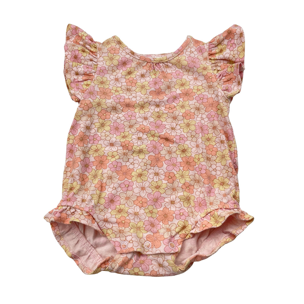 Girls Dymples, stretchy floral bodysuit / romper, EUC, size 00,  