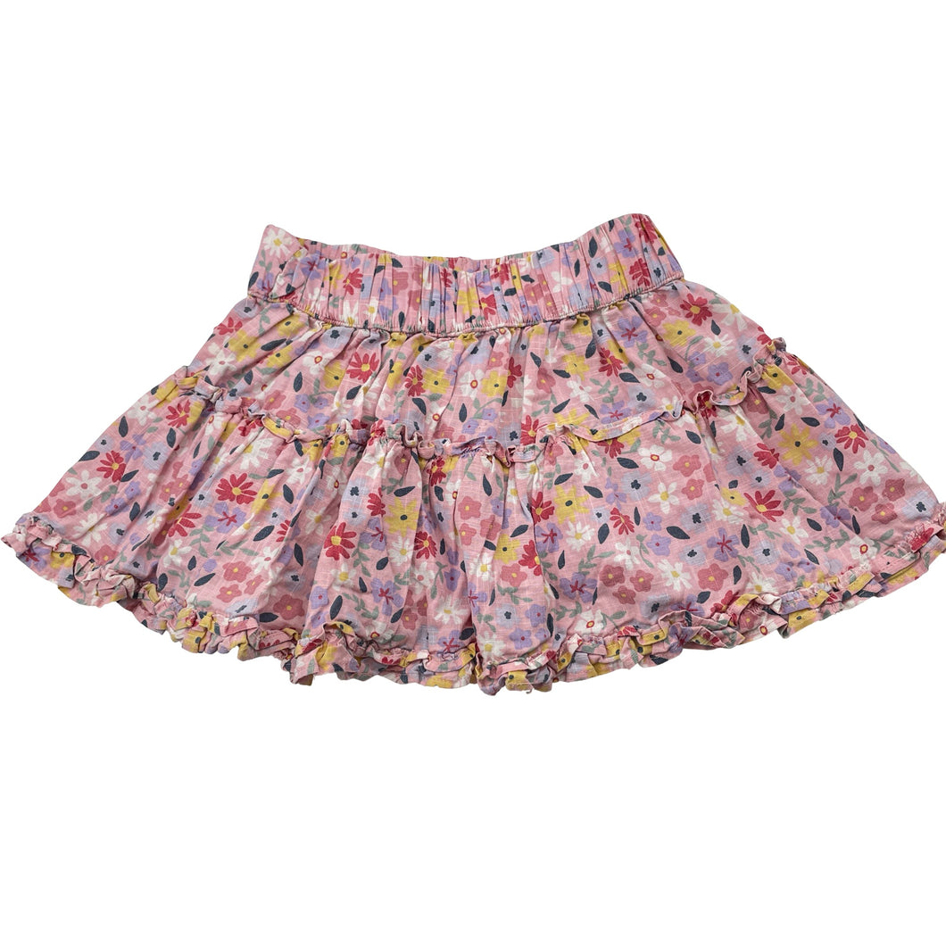 Girls Anko, lightweight floral cotton skirt, elasticated, GUC, size 1,  