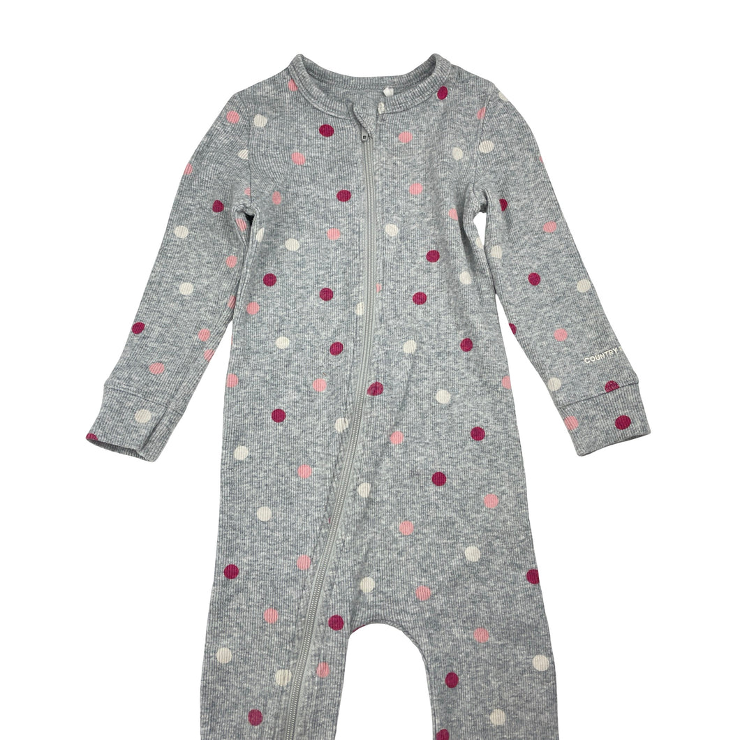 Girls COUNTRY ROAD, organic cotton blend zip romper, EUC, size 0,  