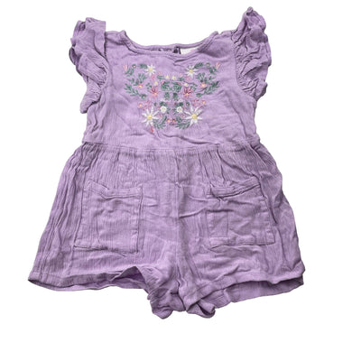 Girls Mango, embroidered lightweight viscose romper, GUC, size 1,  
