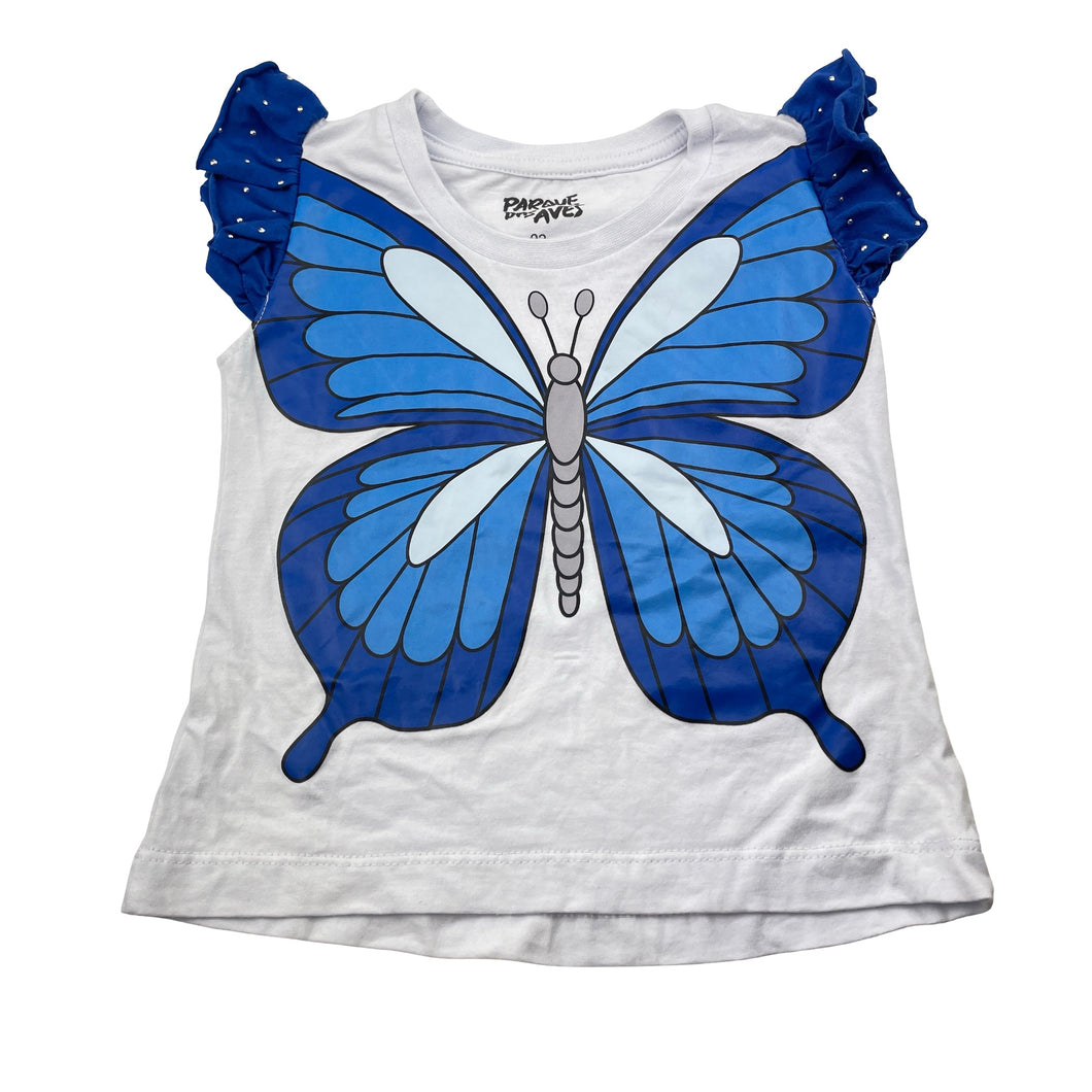 Girls PARQUE DAS AVES, cotton tee / top, butterfly, EUC, size 2,  