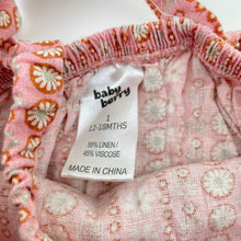 Load image into Gallery viewer, Girls Baby Berry, floral linen / viscose summer romper, EUC, size 1,  