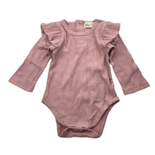 Load image into Gallery viewer, Girls Julien + Co, ribbed ruffle bodysuit / romper, EUC, size 00,  