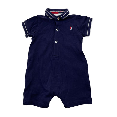Boys Next, navy cotton polo romper, EUC, size 0000,  