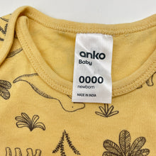 Load image into Gallery viewer, Unisex Anko, cotton bodysuit / romper, dinosaurs, EUC, size 0000,  