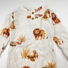 Load image into Gallery viewer, Unisex Snuggle Hunny, stretchy organic cotton blend romper, lions, EUC, size 000,  