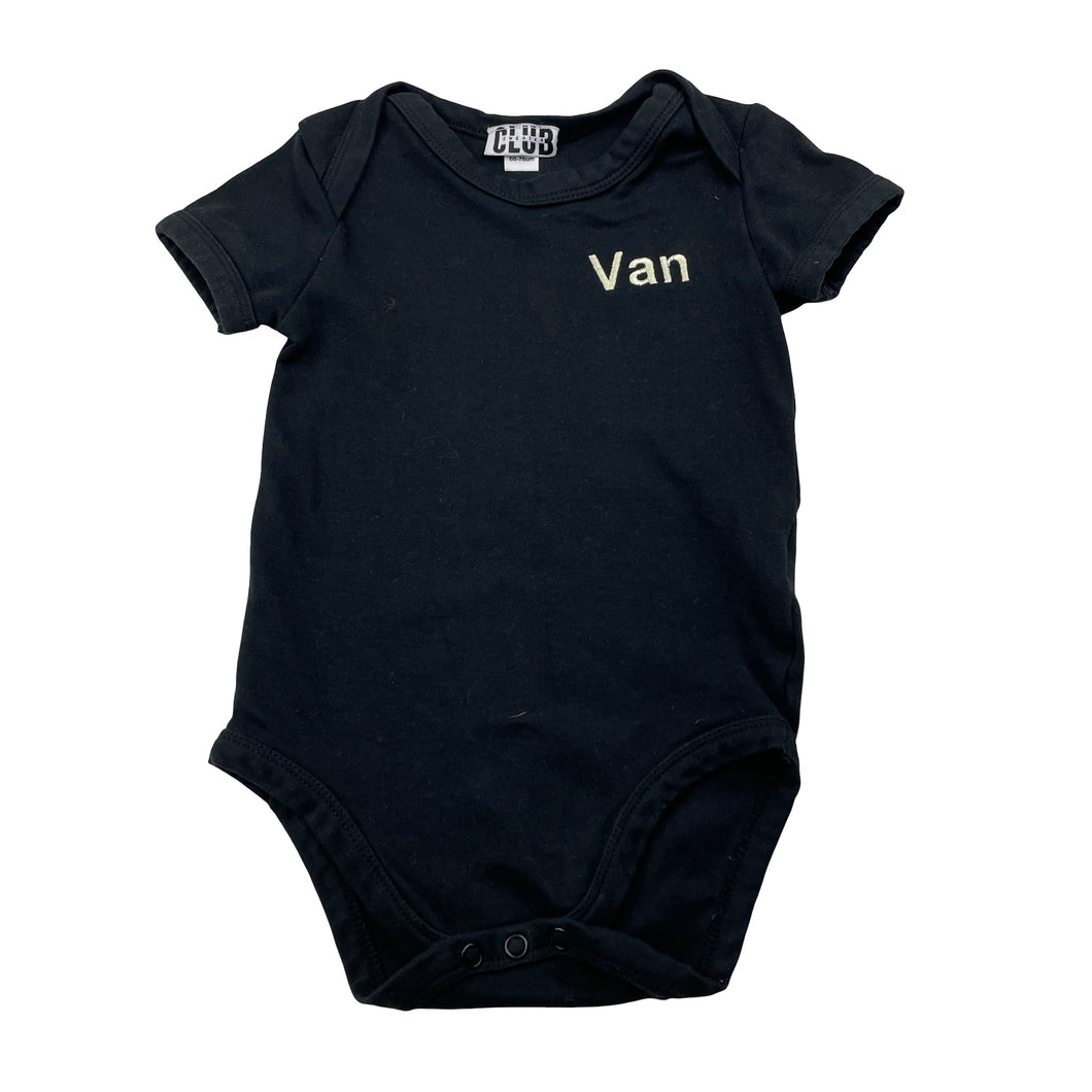 Boys SWEATER CLUB, embroidered bodysuit / romper, Van, EUC, size 0,  
