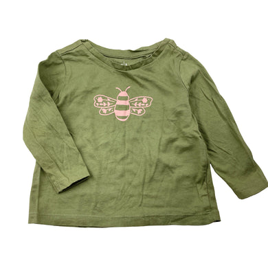 Girls Anko, khaki cotton long sleeve tee / top, EUC, size 1,  