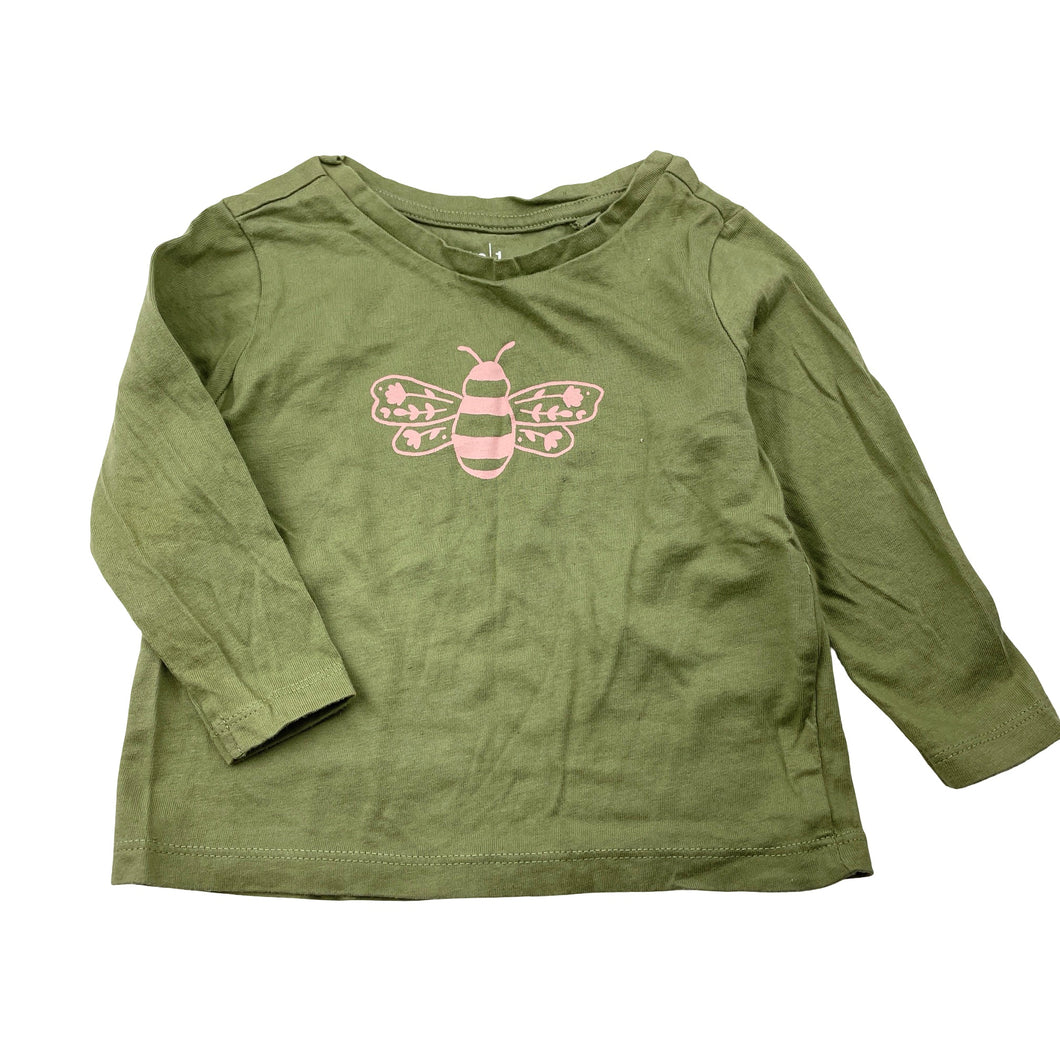 Girls Anko, khaki cotton long sleeve tee / top, EUC, size 1,  