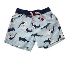 Load image into Gallery viewer, Boys lightweight, board shorts, elasticated, sharks, GUC, size 0,  