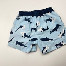 Load image into Gallery viewer, Boys lightweight, board shorts, elasticated, sharks, GUC, size 0,  