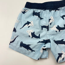 Load image into Gallery viewer, Boys lightweight, board shorts, elasticated, sharks, GUC, size 0,  