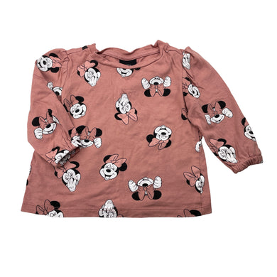 Girls Disney, Minnie Mouse cotton long sleeve top, EUC, size 1,  