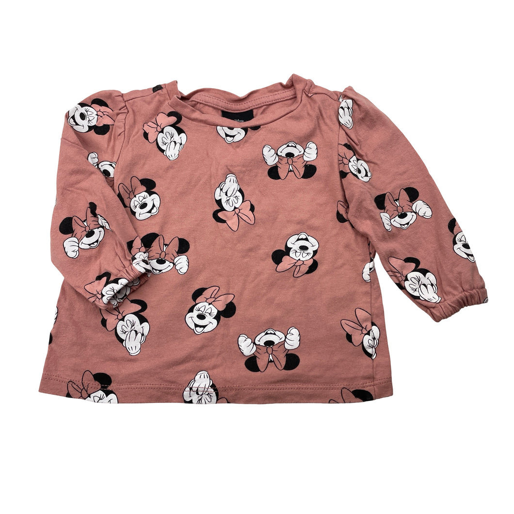 Girls Disney, Minnie Mouse cotton long sleeve top, EUC, size 1,  
