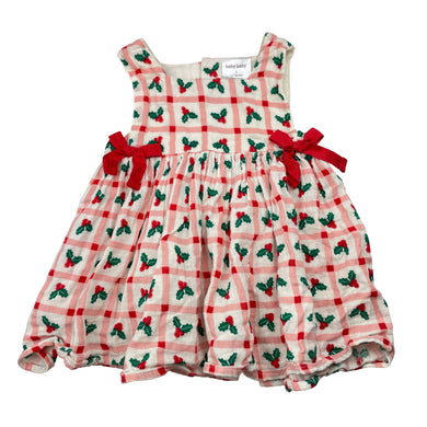 Girls Baby Baby, lightweight cotton Christmas dress, EUC, size 1, L: 40cm