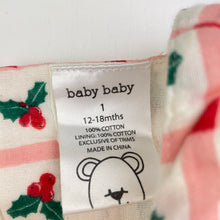 Load image into Gallery viewer, Girls Baby Baby, lightweight cotton Christmas dress, EUC, size 1, L: 40cm