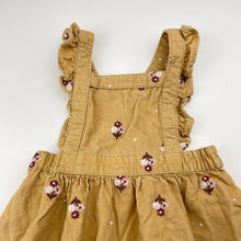 Load image into Gallery viewer, Girls Anko, embroidered corduroy cotton overalls dress, EUC, size 1, L: 38cm