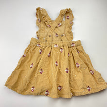 Load image into Gallery viewer, Girls Anko, embroidered corduroy cotton overalls dress, EUC, size 1, L: 38cm