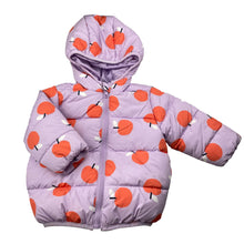 Load image into Gallery viewer, Girls Seed, hooded puffer jacket / coat, apples, NEW, size 00,  
