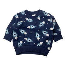 Load image into Gallery viewer, Boys Baby Berry, fleece-lined sweater / jumper, rockets, EUC, size 00,  