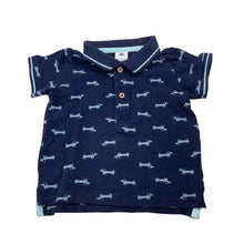 Load image into Gallery viewer, Boys Dymples, navy cotton polo shirt top, dogs, EUC, size 0,  