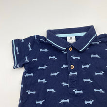 Load image into Gallery viewer, Boys Dymples, navy cotton polo shirt top, dogs, EUC, size 0,  