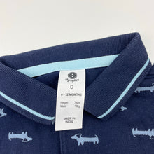 Load image into Gallery viewer, Boys Dymples, navy cotton polo shirt top, dogs, EUC, size 0,  