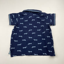Load image into Gallery viewer, Boys Dymples, navy cotton polo shirt top, dogs, EUC, size 0,  