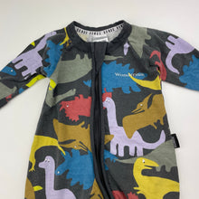 Load image into Gallery viewer, Boys BONDS, zip Wondersuit / zippy / romper, dinosaurs (wash fade), FUC, size 0000,  
