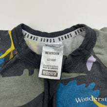 Load image into Gallery viewer, Boys BONDS, zip Wondersuit / zippy / romper, dinosaurs (wash fade), FUC, size 0000,  