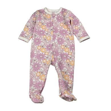 Girls floral, cotton zip coverall / romper, EUC, size 0,  