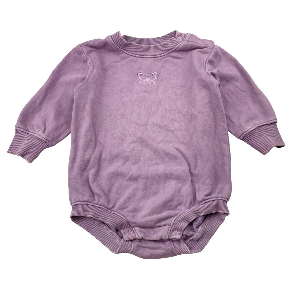 Girls Baby Berry, purple sweater romper, butterfly, FUC, size 0,  