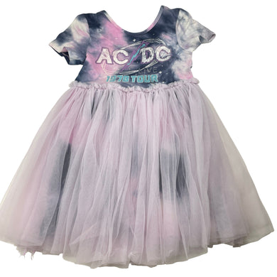 Girls Cotton On, AC DC tie-dye & tulle dress (cracked print), FUC, size 6, L: 60cm