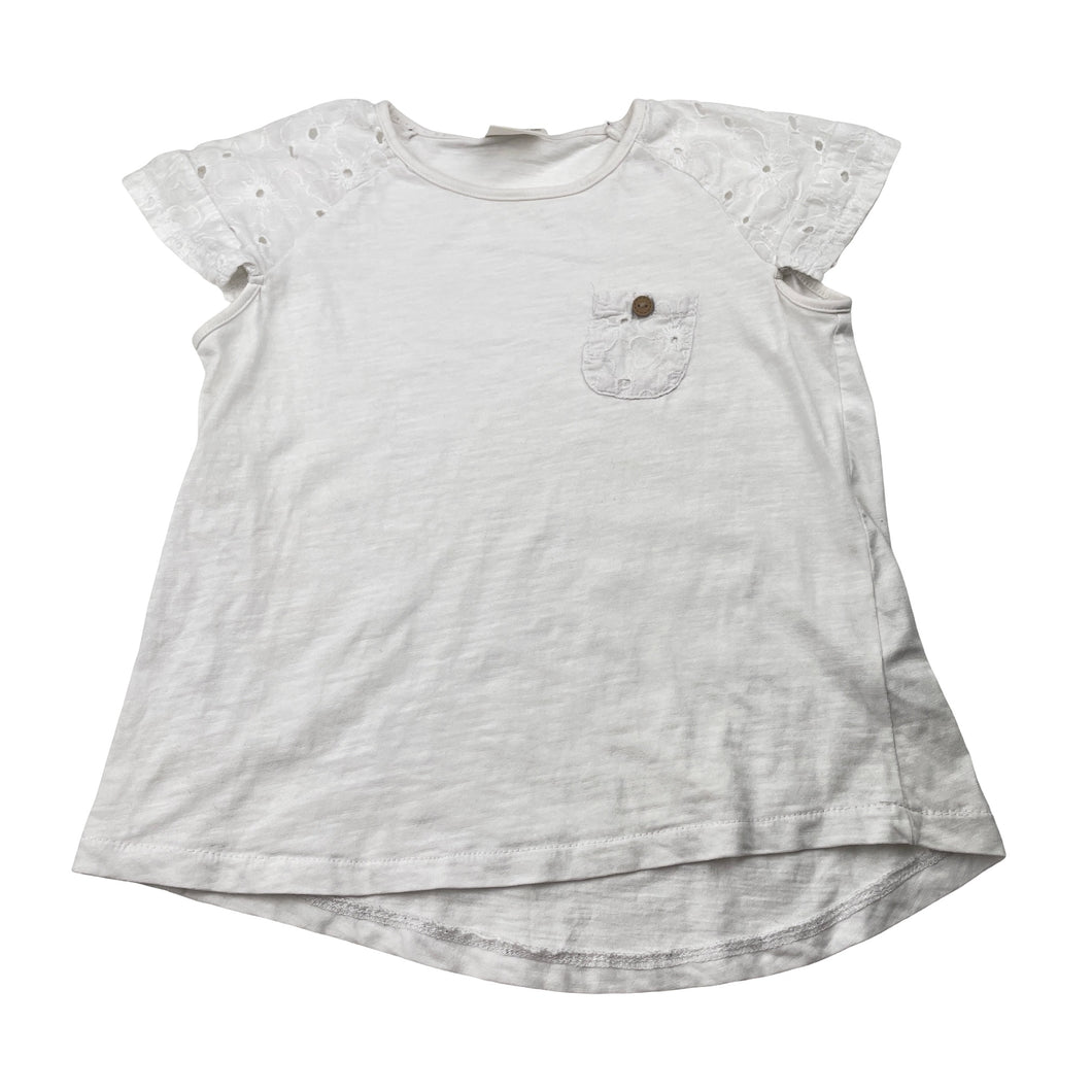 Girls Zara, white cotton tee / top, FUC, size 5,  