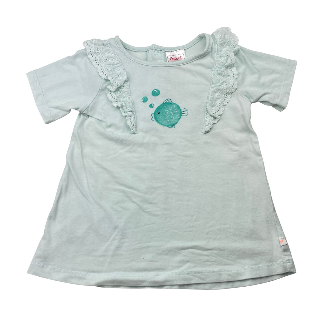 Girls Sprout, stretchy tee / top, fish, FUC, size 2,  