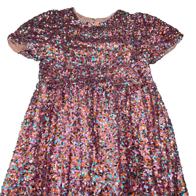 Girls Zara, cotton lined sequin party dress, EUC, size 13-14, L: 76cm