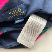 Load image into Gallery viewer, Girls POLO RALPH LAUREN, lined navy, pink &amp; green stripe cotton dress, EUC, size 14, L: 80cm