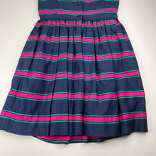 Load image into Gallery viewer, Girls POLO RALPH LAUREN, lined navy, pink &amp; green stripe cotton dress, EUC, size 14, L: 80cm