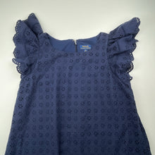 Load image into Gallery viewer, Girls POLO RALPH LAUREN, lined navy broderie cotton dress, EUC, size 14, L: 80cm