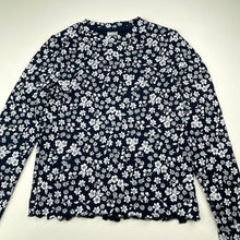 Load image into Gallery viewer, Girls Anko, navy &amp; white floral long sleeve top, EUC, size 10,  