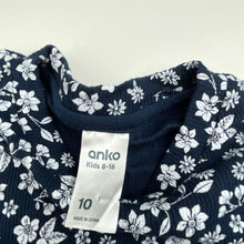 Load image into Gallery viewer, Girls Anko, navy &amp; white floral long sleeve top, EUC, size 10,  
