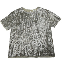 Load image into Gallery viewer, Girls Zara, cotton-lined silver sequin party top, GUC, size 13-14,  