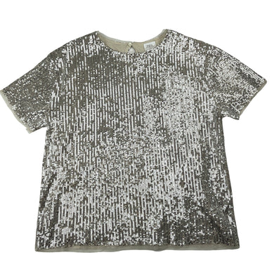 Girls Zara, cotton-lined silver sequin party top, GUC, size 13-14,  