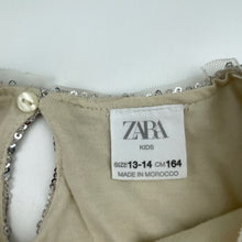 Load image into Gallery viewer, Girls Zara, cotton-lined silver sequin party top, GUC, size 13-14,  