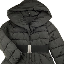 Load image into Gallery viewer, Girls RICHIE HOUSE, black hooded puffer jacket / coat, L:70cm, EUC, size 9-10,  